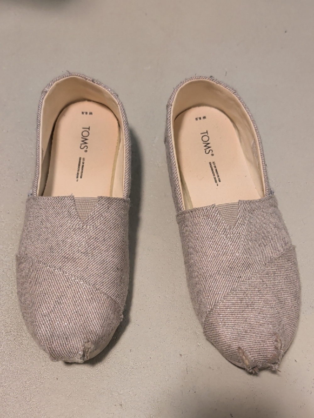 Toms Women's Slip-On Flats in Light Beige Canvas